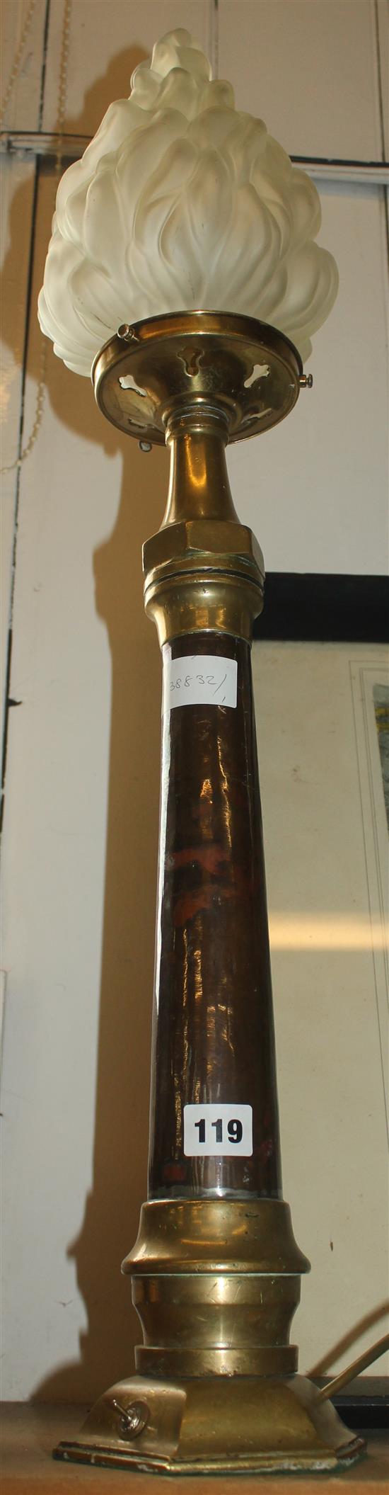 Brass & metal frame shaded table lamp